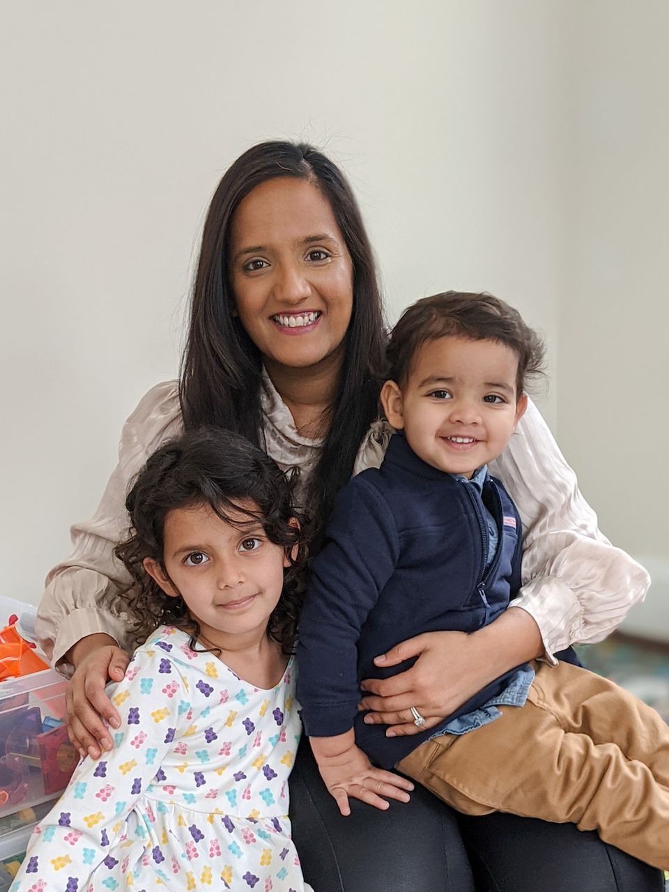 Shefali Shah and her two kids.