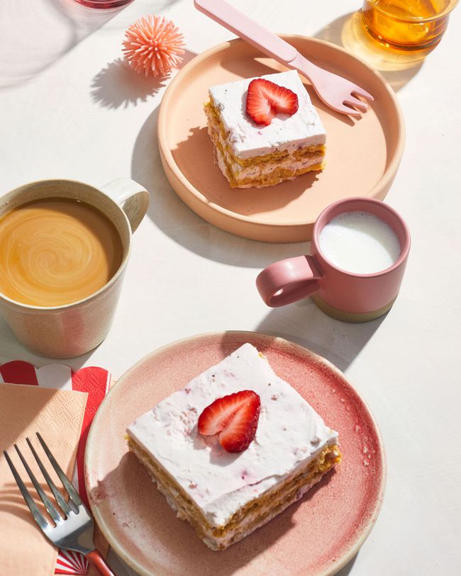 two Strawberry Icebox Shortcake on plates