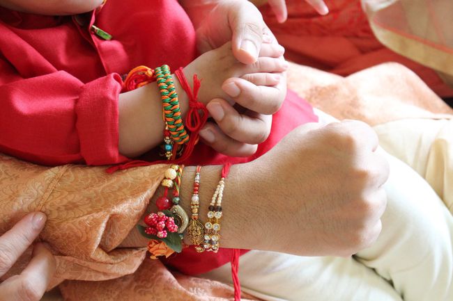 An image of hands during Rakhsha Bandhan Festival.