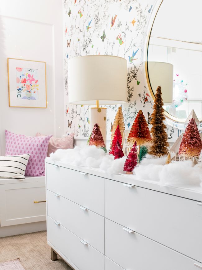 bottlebrush trees on dresser