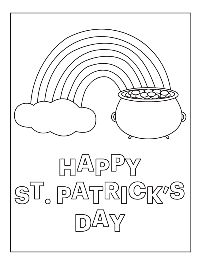 Pot of Gold and Rainbow Coloring Page