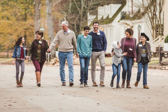 Family Walking in Colonial Williamsburg