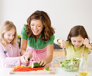 family cooking together