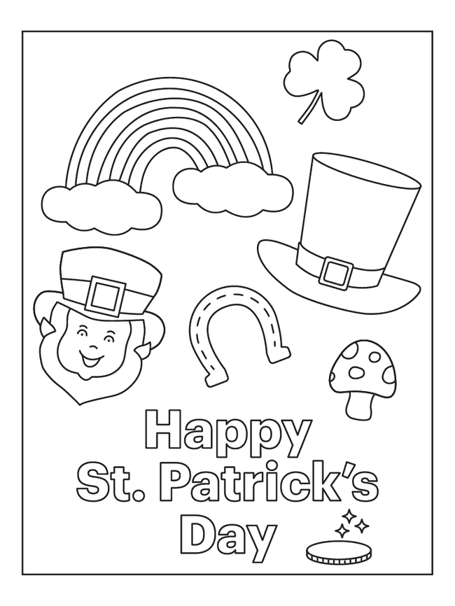 St. Patrick's Day Symbols Coloring Page