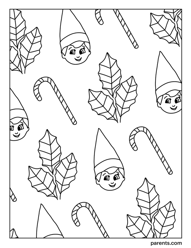 Elf on the Shelf Collage Coloring Page