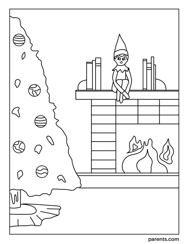 Elf on the Shelf Christmas Coloring Page