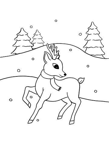 North Pole Reindeer Coloring Page