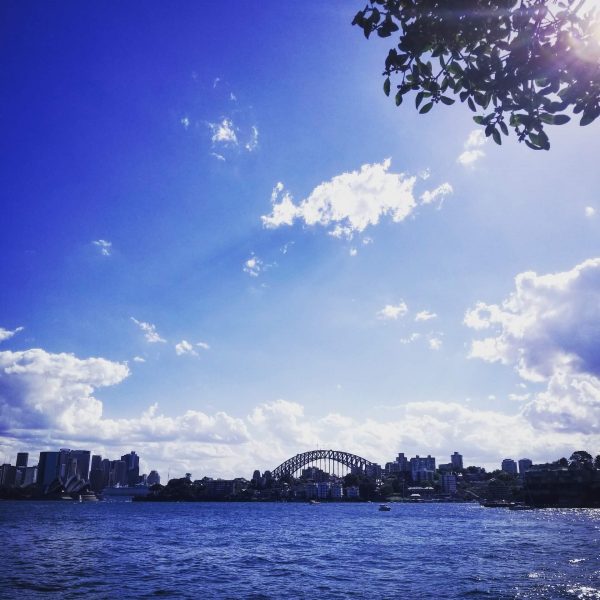 View of Harbor Bridge in Australia from across the water