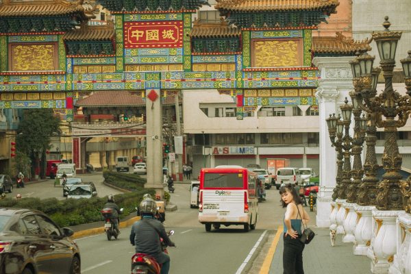 Busy road, with lots of traffic heading into Chinatown