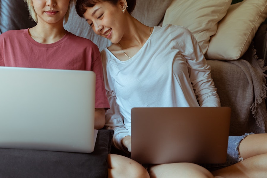 couple on computers