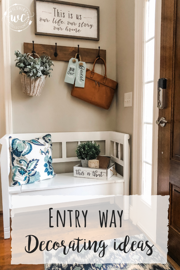 Entryway Decor Using A Storage Bench and Hooks