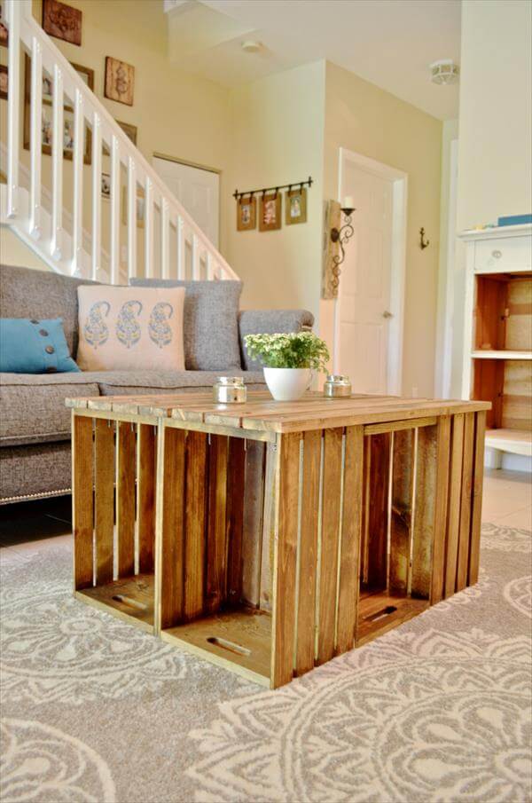 Pallet Coffee Table with Crate Sides