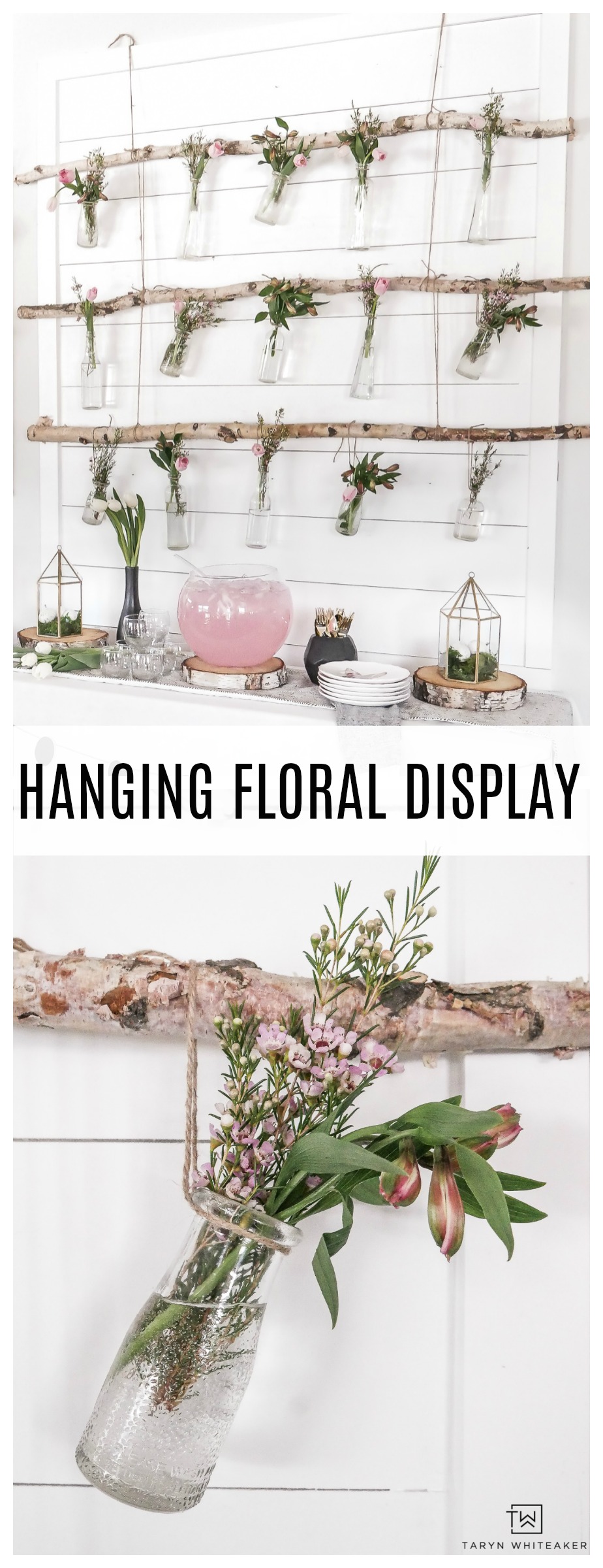 DIY Hanging Floral Backdrop