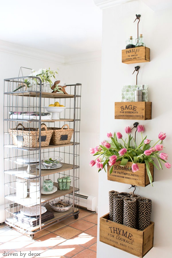 Herb Crates and Bakers Rack