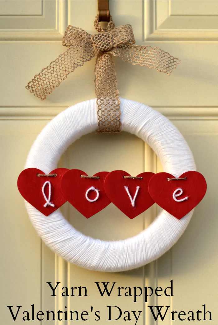 Yarn Wrapped Valentines Day Wreath