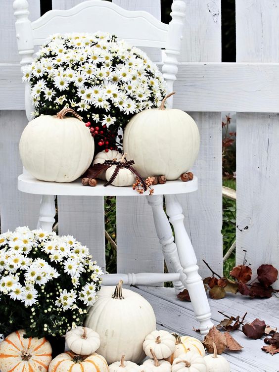 White Pumpkin Fall Outdoor Decor