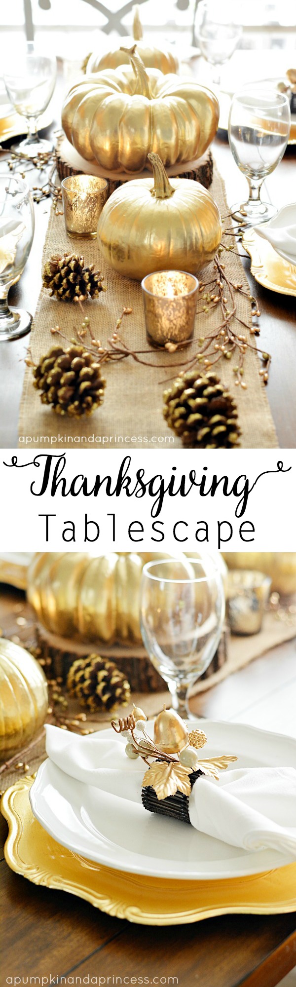 Thanksgiving Inspired Gold Table Decor