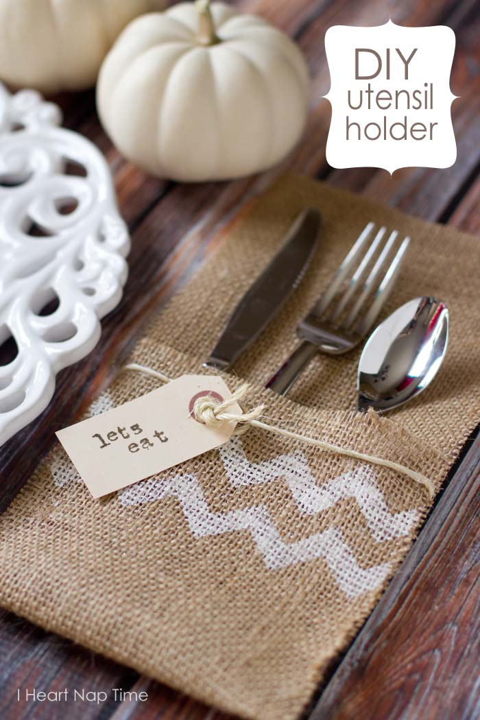 DIY burlap Utensil Holder