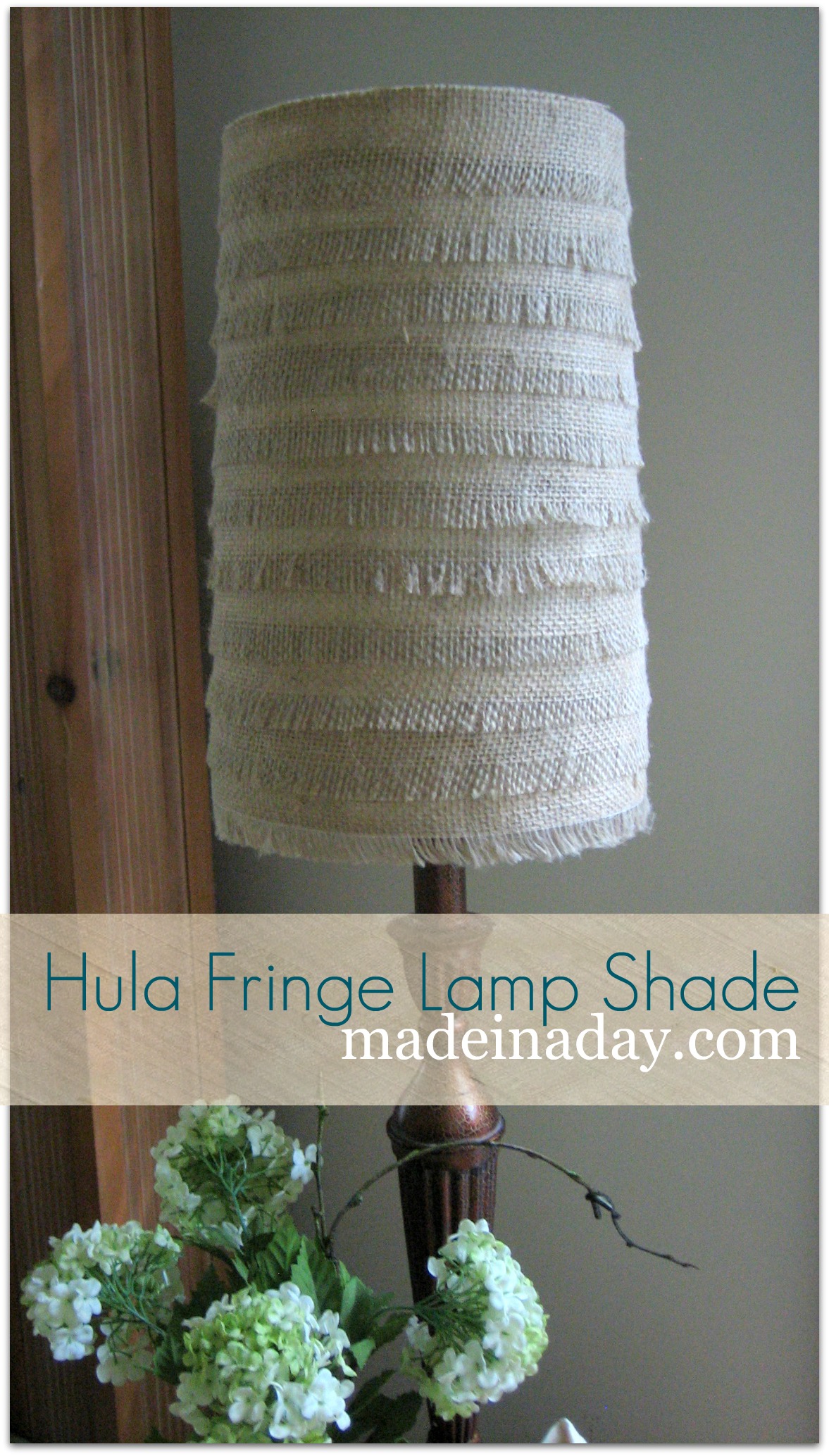 Hula Fringe Flower Burlap Lamp Shade