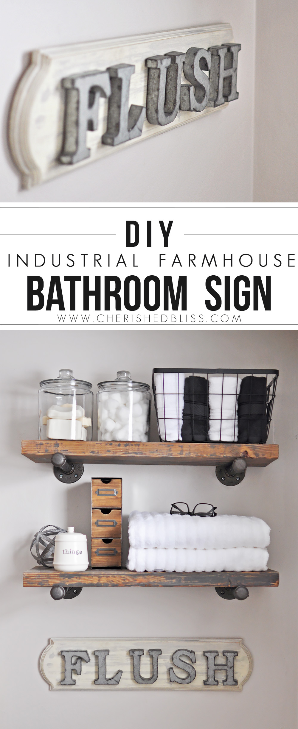 DIY Industrial Farmhouse Bathroom Sign