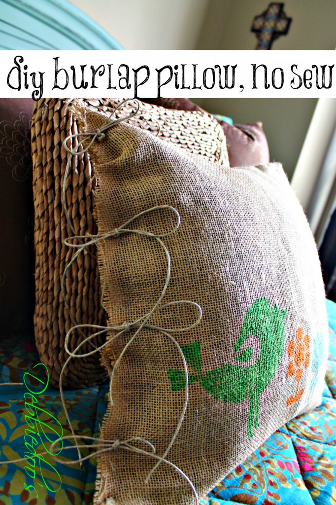 DIY Burlap Pillow Stenciled with Fabric Markers