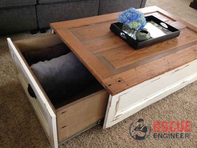 Distressed Coffee Table with Storage