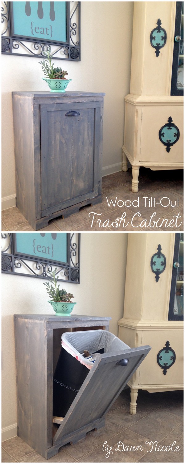 Wood Tilt-Out Trash Can Cabinet