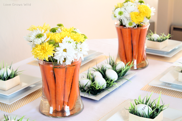 Spring-Inspired Easter Tablescape and Carrot Centerpieces