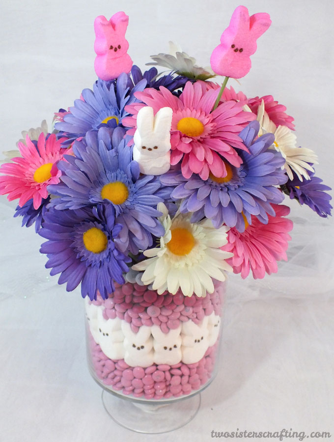 Marshmallow Peeps and M&M Easter Vase