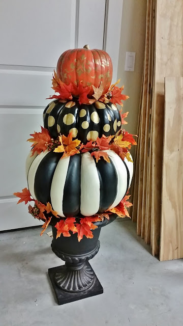 Hand Painted Pumpkin Topiary for Fall and Halloween