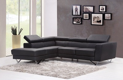 Gray sofa in gray room